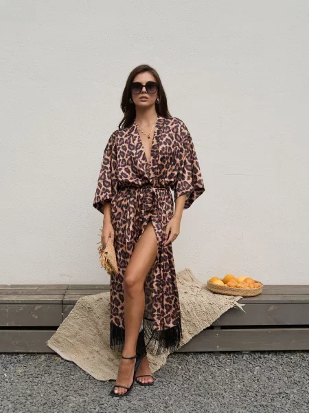 HANDY WEAR Safari Халат Поліестер/еластан коричневий