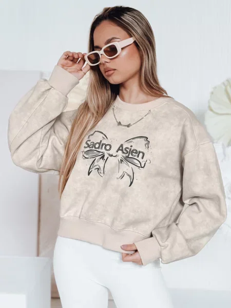 Bluza krótka oversize z motywem tie-dye DENVIS jasnoszara Dstreet