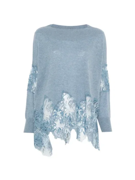 Pulover Ermanno Scervino din dantelă albastru