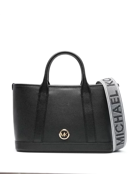 Kožna prugasta kožna torba Michael Michael Kors s kristalima plava