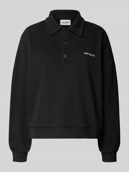 Bluza z kołnierzykiem polo i wyhaftowanym logo model Brenta' Carhartt Work In Progress czarna