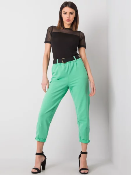 Hlače Fashionhunters zelena