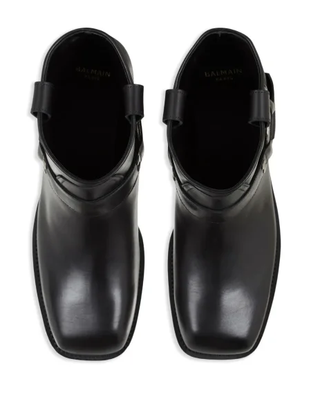 Cizme scurte Balmain din piele biker negru