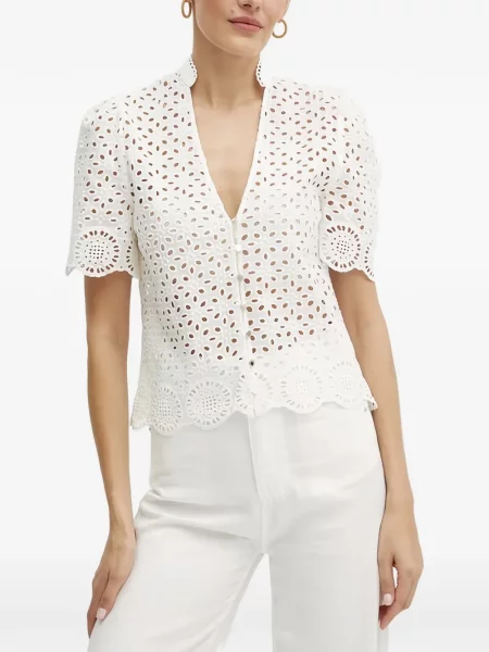 Top Morgan cu broderie alb