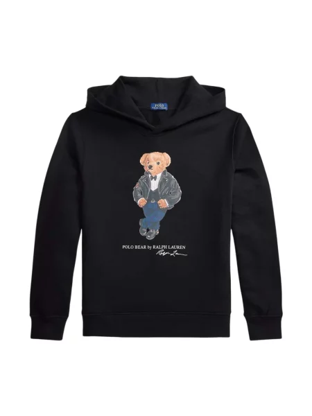 Dzianinowa bluza z kapturem Polo Ralph Lauren z kapturem czarna