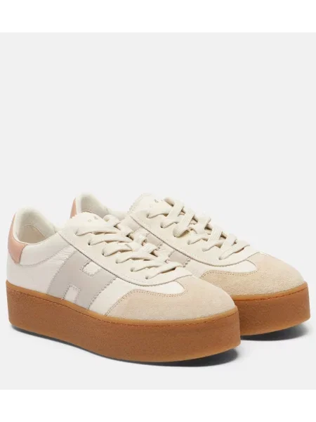 Sneakerși Hogan din piele de căprioară alb