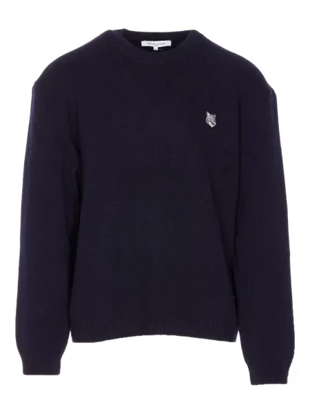Пуловер Maison Kitsuné с кръгло деколте синьо