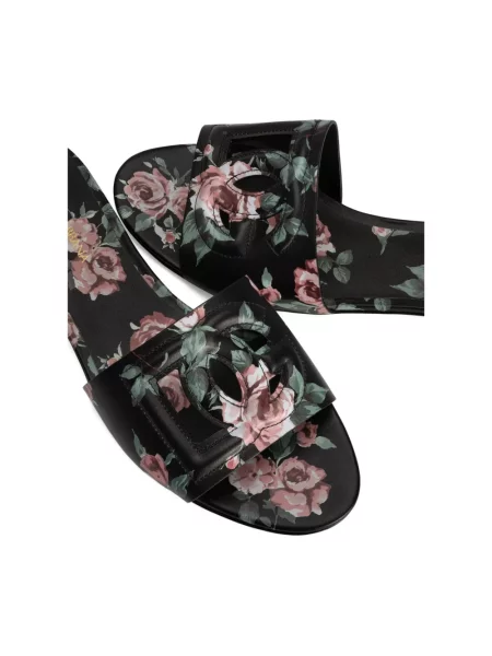 Klapki Dolce And Gabbana skórzane z nadrukiem
