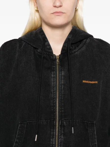Geacă Mini Cream cu broderie negru