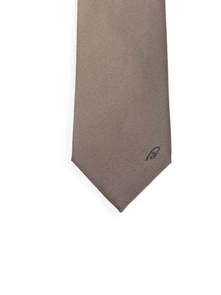 Cravată Brioni cu broderie de mătase maro