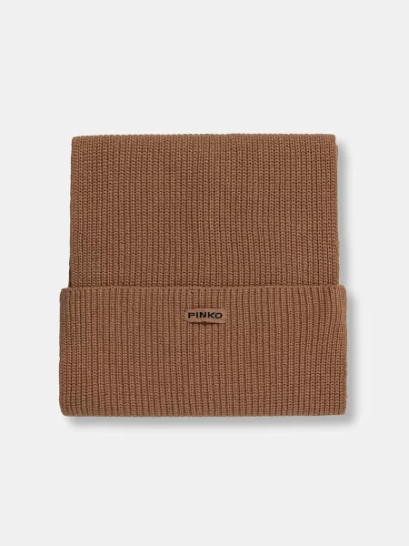 Шарф з додаванням вовни Pinko однотонний коричневий