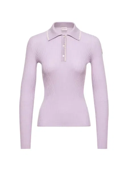 Polo Moncler cu nervuri violet