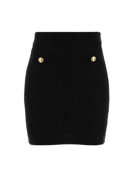 Mała mały spódnica mini Elisabetta Franchi wełniana czarna