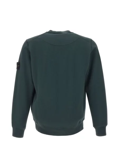 Флийс суичър без качулка Stone Island камъни реглан ръкав зелено