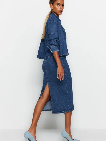 Fustă din denim Trendyol albastru