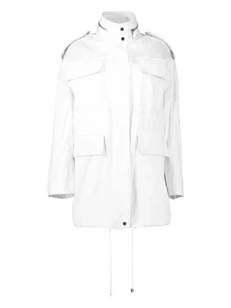 Tricou Michael Kors Collection plisat de costum cu decolteu în V alb