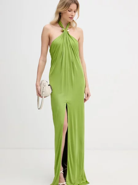 Retrofete rochie halter din vâscoză Becs verde