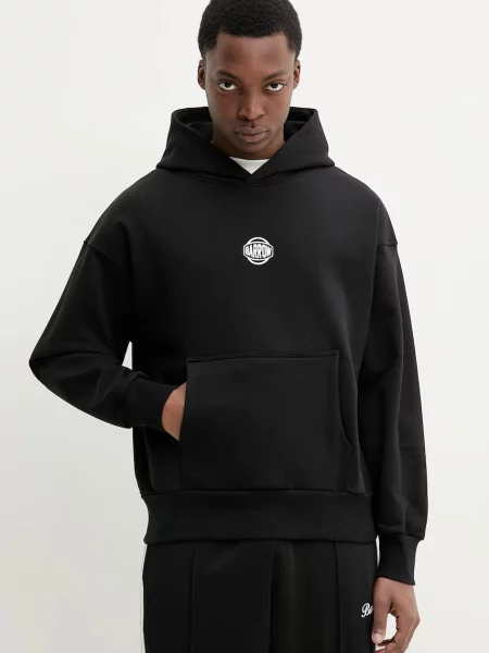 Bombažen pulover Barrow s kapuco črna