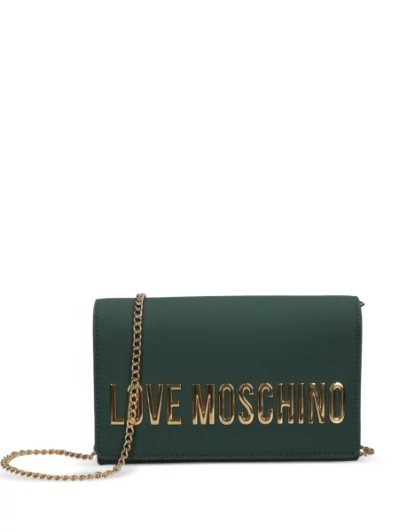 Чанта за през рамо Love Moschino с автограф зелено