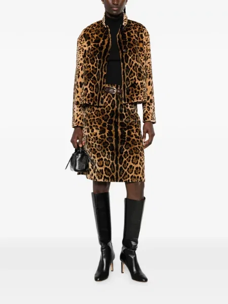 Fustă Max Mara cu imagine cu model leopard