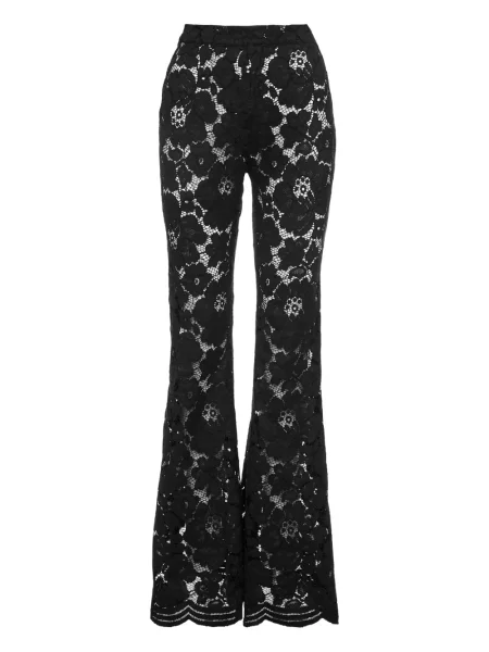 Pantaloni Ana Radu cu model floral din dantelă negru