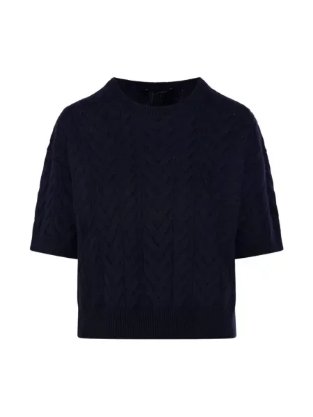 Krótki sweter Max Mara wełniany z krótkim rękawem czarny