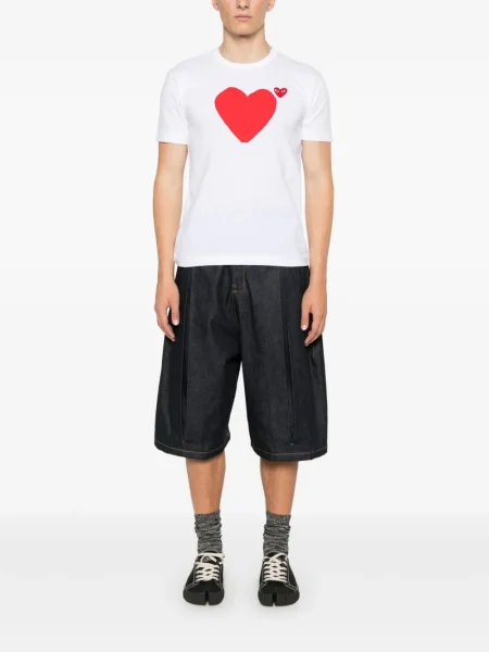 Szív mintás póló Comme Des Garcons Play nyomtatás fehér