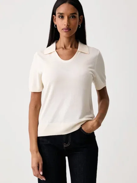 Tricou polo United Colors Of Benetton din lyocell bej