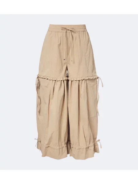 Pantaloni Ganni cu volane bej