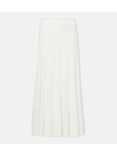 Fustă midi Zimmermann tricotate până la genunchi alb