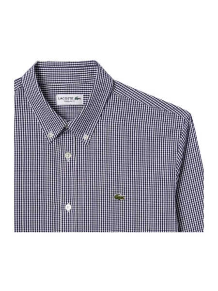 Koszula Lacoste w kratę casual z długim rękawem niebieska