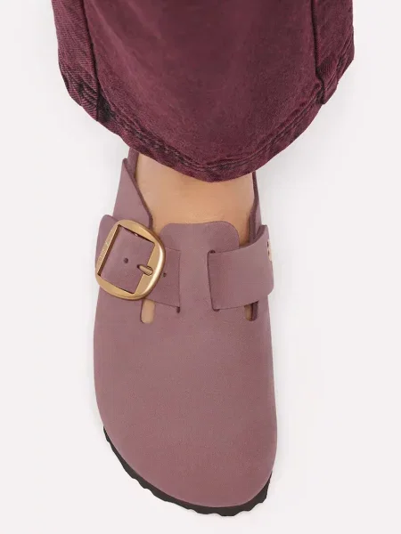 Birkenstock шльопанці мюлі нубукові Boston Big Buckle Nubuck Leather