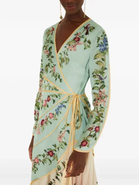 Rochie Farm Rio cu model floral cu imagine asimetrică verde