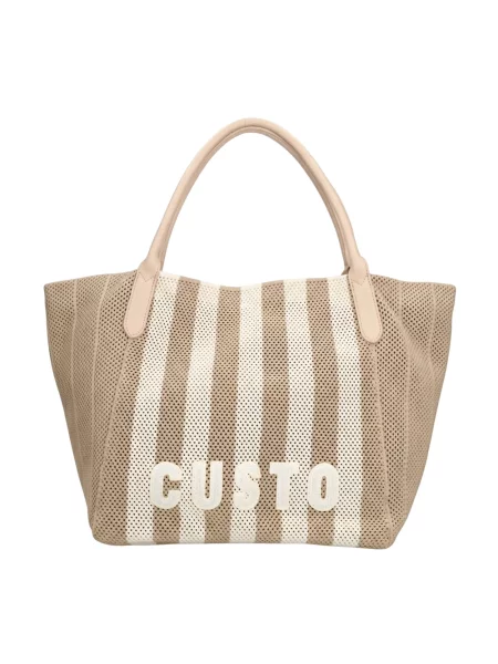 Shopperka Custo Barcelona skórzana beżowa