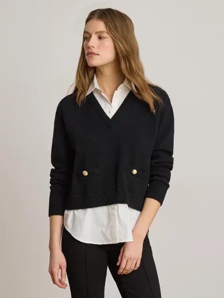 Lauren Ralph Lauren Pulover / alb negru