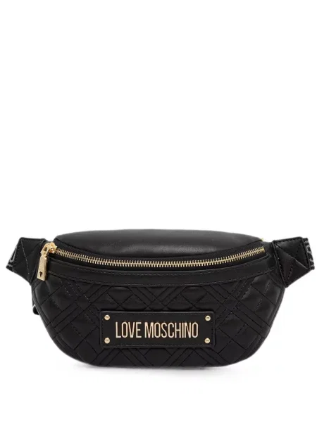 Matlasat curea Love Moschino cu autograf negru