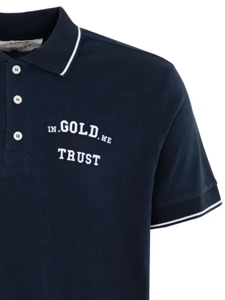 Polo In Gold We Trust με κέντημα μπλε