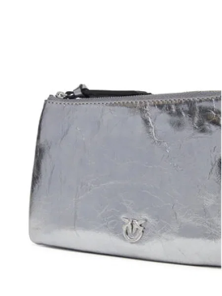 PINKO Kabelka Double Mini Al PLTT strieborná