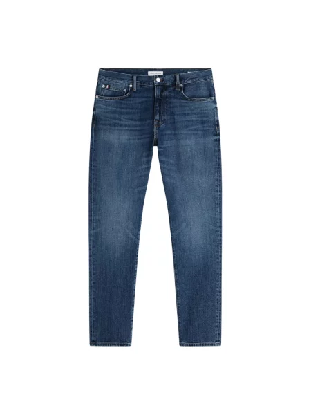 Jeansy o kroju straight fit z mieszanki bawełny Tommy Hilfiger niebieskie