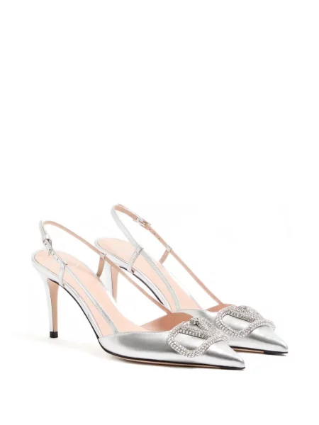 Pantofi cu toc Valentino Garavani slingback argintiu