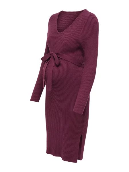 Only Maternity Rochie tricotat OLMKATIA vin roșu