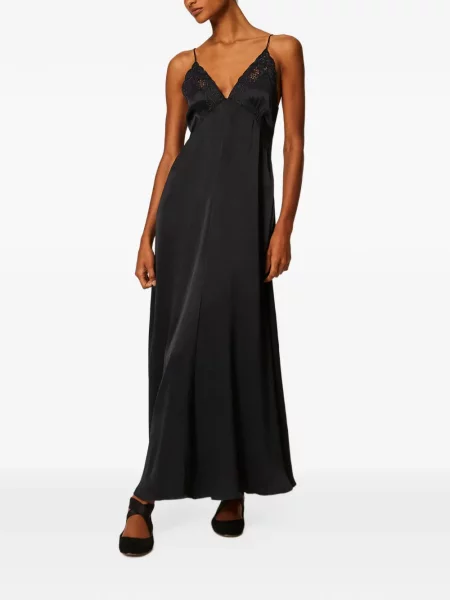 Lung rochie Twinset cu broderie din satin negru