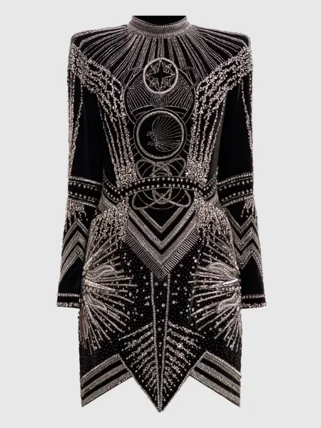 Оксамитова сукня з кристалами Balmain чорна