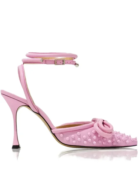 Кожени полуотворени обувки Mach & Mach с панделка розово