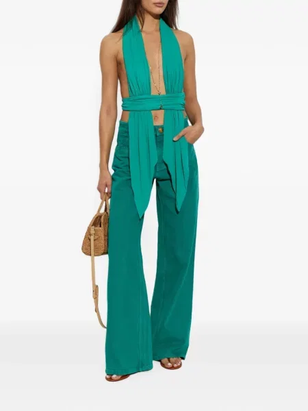 Top Christopher Esber drapat cu gât halter verde