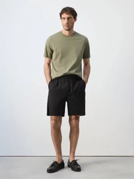 Koszulka slim fit khaki Mężczyzna S MANGO MAN
