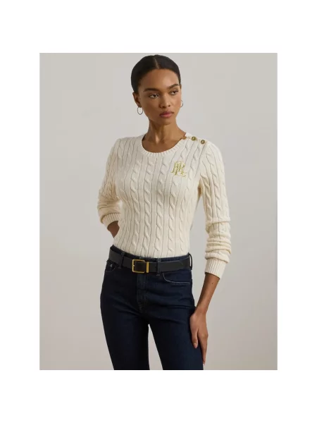 Dzianinowy sweter Ralph Lauren biały