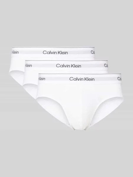 Slipy z elastycznym pasem z logo w zestawie 3 szt. Calvin Klein Underwear białe