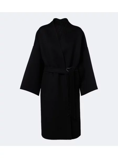 Cu centură palton Fendi de lână negru