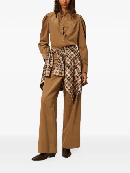 Pantaloni Twinset de catifea maro